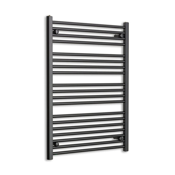 Black modern panel radiator on a white background