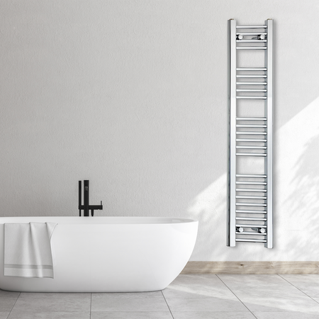 200mm Wide 1400mm High Flat Chrome Heated Towel Rail Radiator