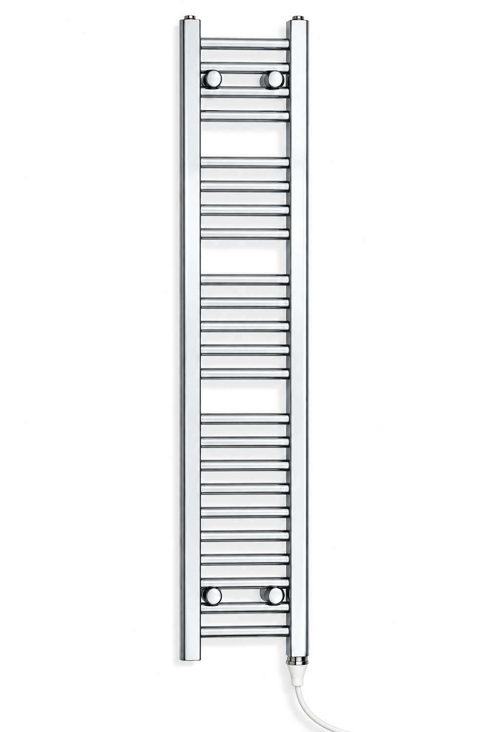 250mm wide 1200mm high chrome electric towel radiator — standard kit