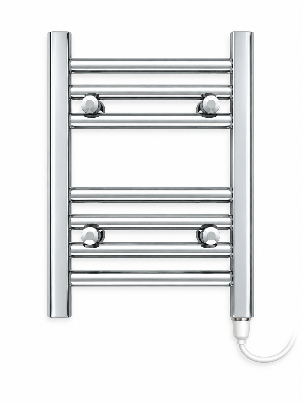 300mm wide 400mm high chrome electric towel radiator – standard heating kit