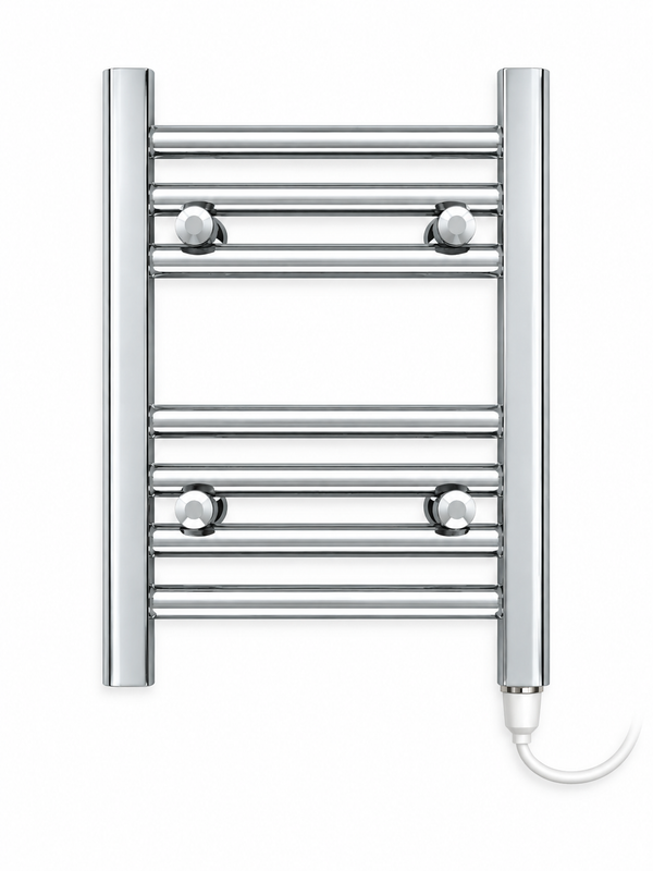 300mm wide 400mm high chrome electric towel radiator – standard heating kit