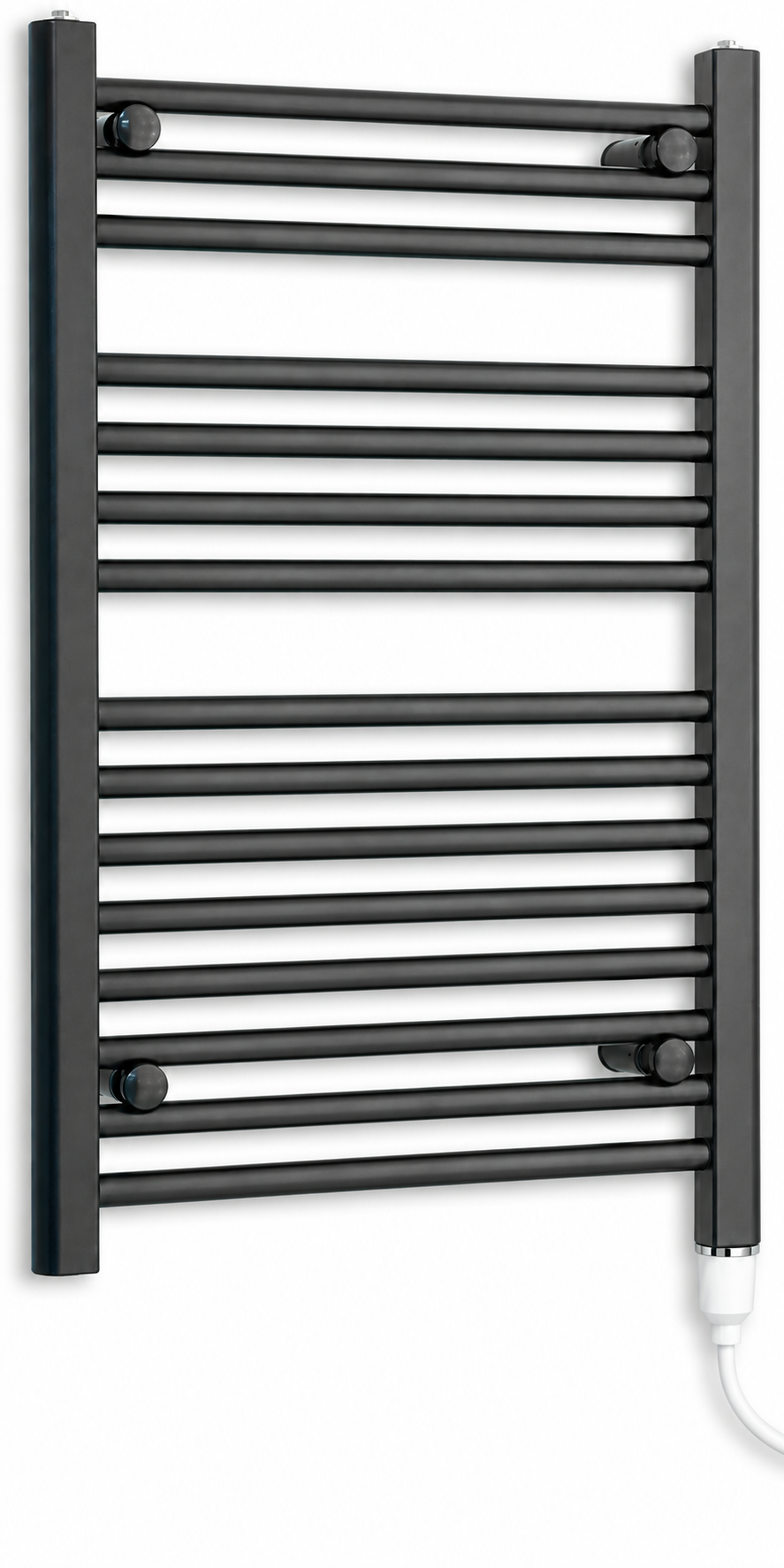 400mm wide 800mm high black electric towel radiator — standard heating kit
