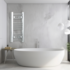 300m wide 600mm High Flat Chrome Towel Rail Radiator