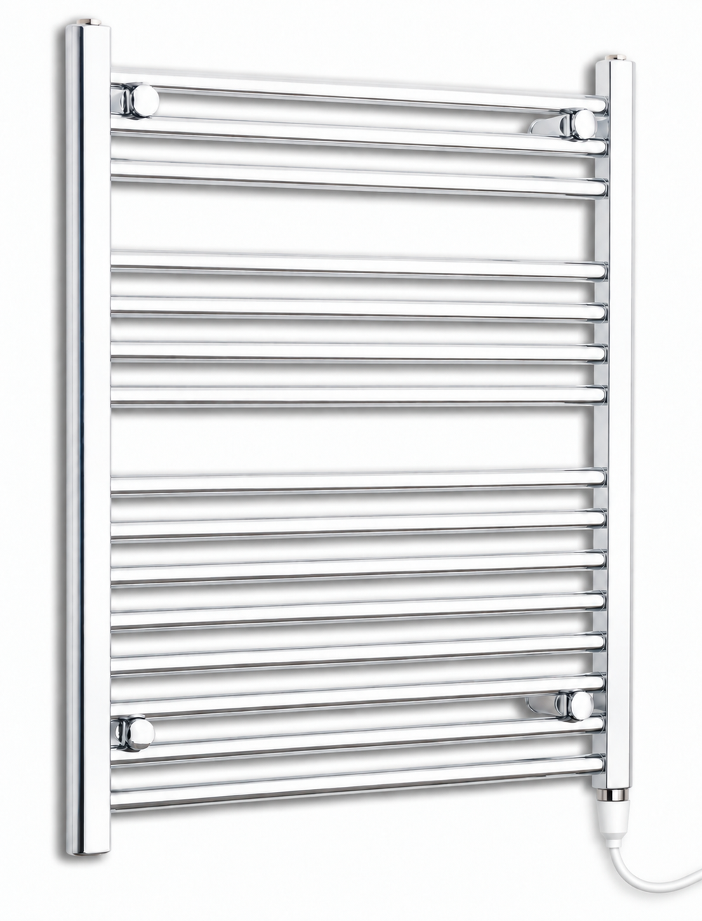 650mm wide 800mm high chrome electric towel radiator – standard heating kit