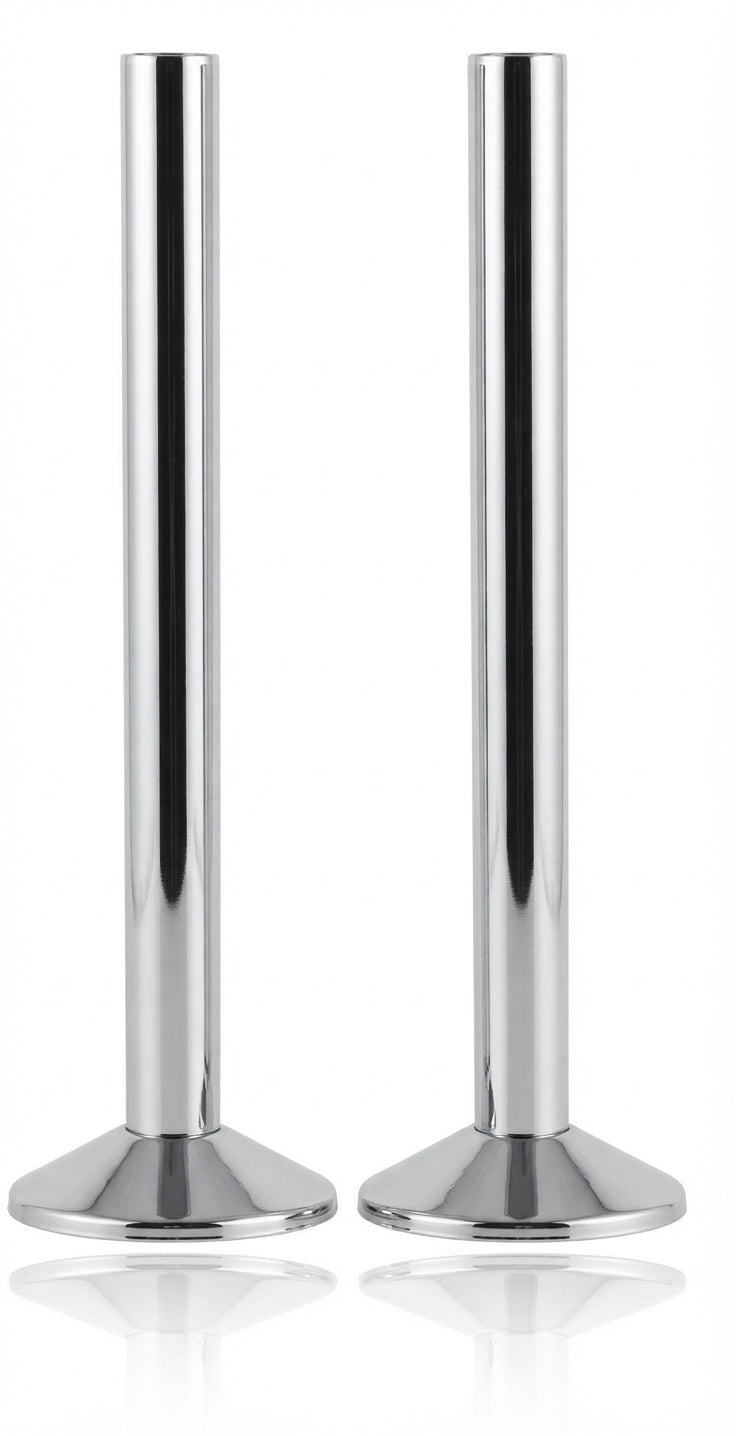 Chrome Towel Radiator Pipe Covers – 2 × 200mm Tubes + 2 × 55mm Covers