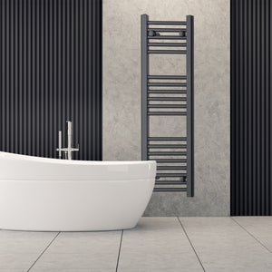 300mm wide black towel radiator