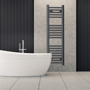 600mm Wide 1400mm High Black Heated Towel Rail Radiator