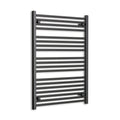 Black modern panel radiator on a white background