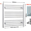 1000mm Wide 600mm High Flat Chrome Heated Towel Rail Radiator