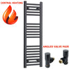 300mm Wide 1000mm High Black Heated Towel Rail Radiator
