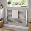 1000mm Wide 600mm High Flat Chrome Heated Towel Rail Radiator