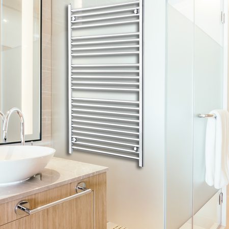 750mm wide 1200mm High Flat Chrome Heated Towel Rail Radiator