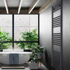200mm Wide 1400mm High Flat Black Heated Towel Rail Radiator