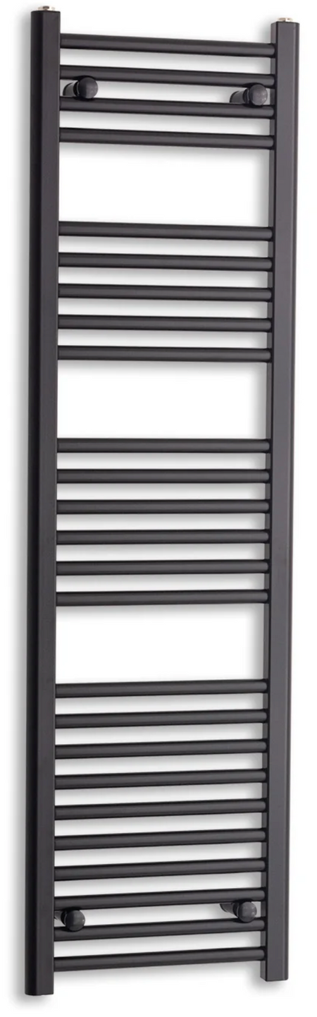 250mm wide 1400mm high matt black radiator body reference on a white background