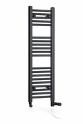 200mm wide 1000mm high black towel radiator — dual fuel standard element