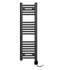200mm wide 1000mm high black towel radiator — digital thermostatic element