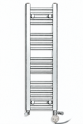 200mm wide 1000mm high chrome towel radiator with dual-round element matching actual controller photo