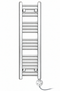 200mm wide 1000mm high chrome towel radiator with round element matching actual controller photo