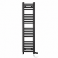 200mm wide 1200mm high black towel radiator — dual fuel standard element