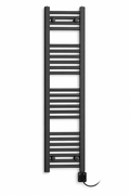 200mm wide 1200mm high black towel radiator — digital thermostatic element