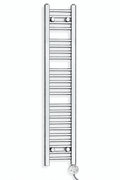 200mm wide 1200mm high chrome towel radiator with round element matching actual product photo