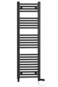 200mm wide 1400mm high black towel radiator — dual fuel standard element
