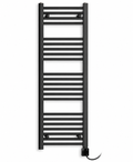 200mm wide 1400mm high black towel radiator — digital thermostatic element