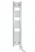 200mm wide 1400mm high chrome towel radiator with round element matching actual product photo