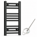 200mm wide 600mm high black towel radiator with standard heating element