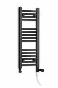 200mm wide 800mm high black towel radiator — dual fuel standard element