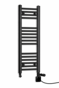 200mm wide 800mm high black towel radiator — dual fuel digital thermostatic element