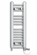 200mm Wide 800mm High Flat Chrome Electric Towel Radiator — dual standard