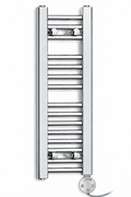 200mm wide 800mm high chrome towel radiator with round element matching actual controller photo