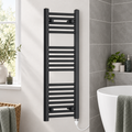 250mm wide 1000mm high black towel radiator — bathroom lifestyle with standard element