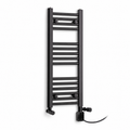 250mm wide 800mm high black towel radiator — dual fuel digital thermostatic element