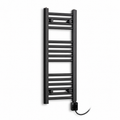 250mm wide 800mm high black towel radiator — digital thermostatic element