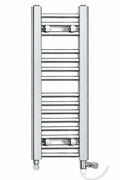 250mm wide 800mm high chrome towel radiator with dual standard heating kit