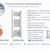 300mm wide 600mm High Flat Chrome Towel Rail Radiator