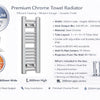 300mm Wide 800mm High Flat Chrome Heated Towel Rail Radiator