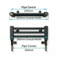 Pipe centres diagram for 300mm wide towel radiator
