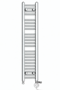 300mm wide 1200mm high chrome electric towel radiator – dual round heating kit