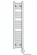 300mm wide 1200mm high chrome electric towel radiator – round heating kit