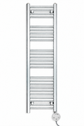 300mm wide 1400mm high chrome electric towel radiator – round heating kit