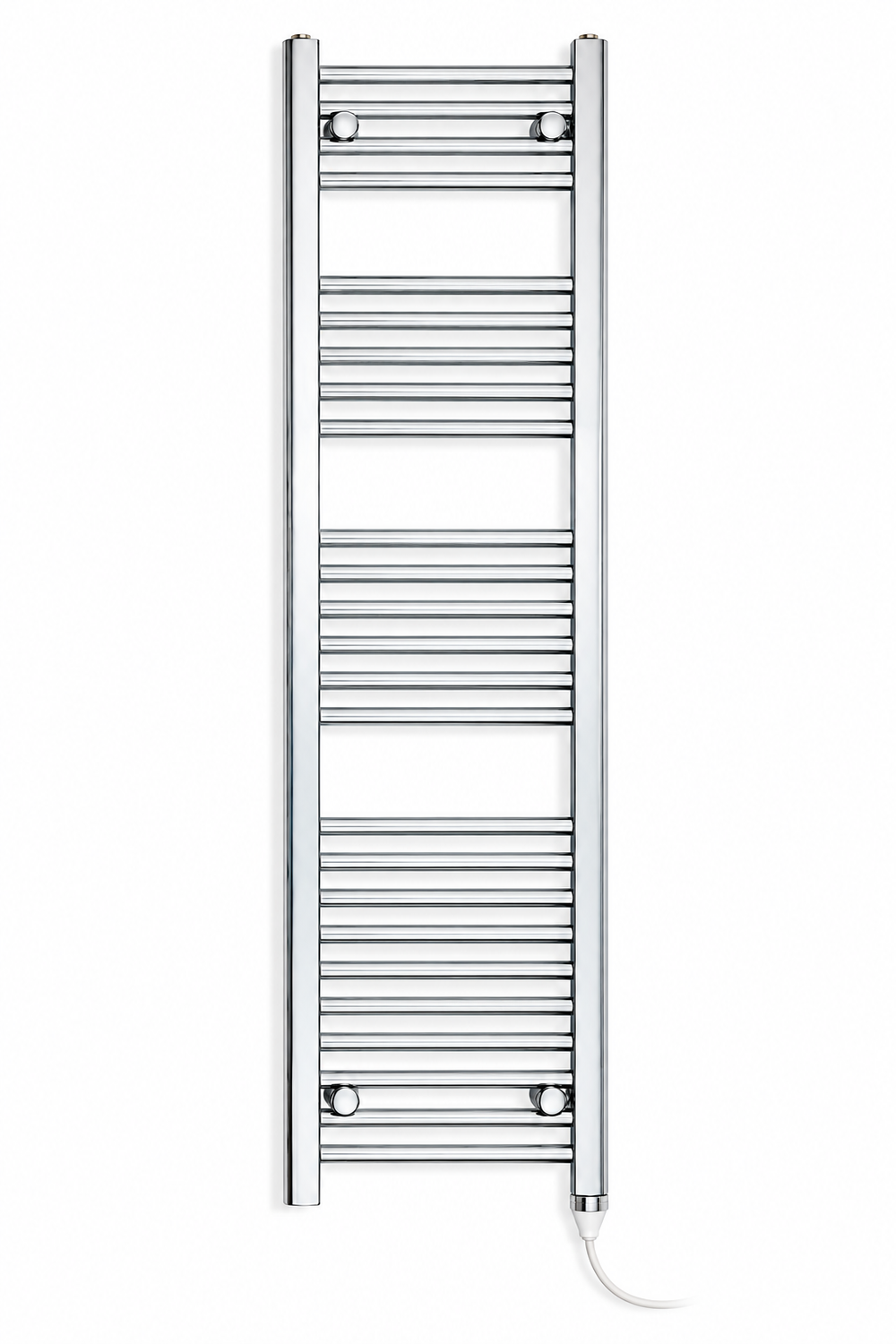 300mm wide 1400mm high chrome electric towel radiator – standard heating kit