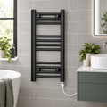 300mm wide 600mm high black towel radiator — bathroom lifestyle with standard element