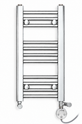 300mm wide 600mm high chrome electric towel radiator – dual round heating kit