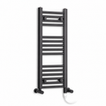 300mm wide 800mm high black towel radiator — dual fuel standard element
