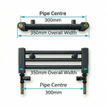 Pipe centres diagram for 350mm wide towel radiator