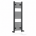 350mm wide 1000mm high black towel radiator — dual fuel standard element