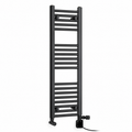 350mm wide 1000mm high black towel radiator — dual fuel digital thermostatic element